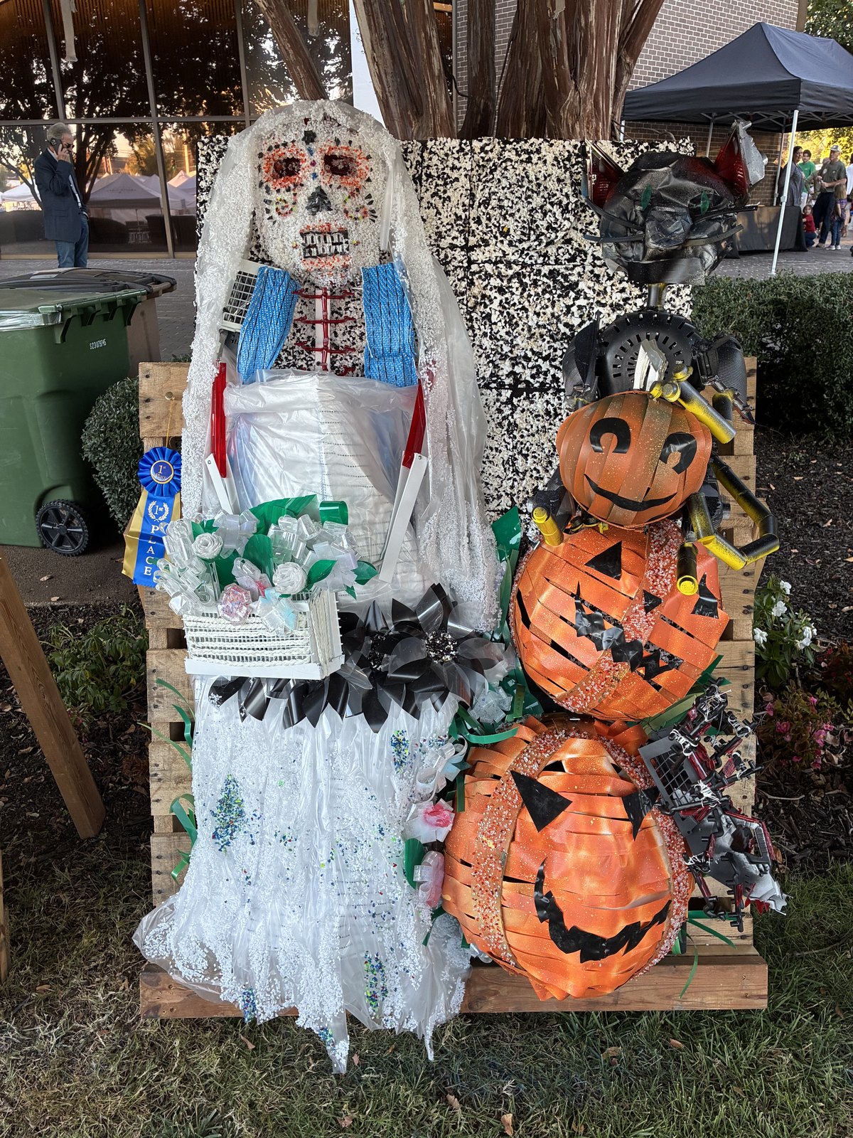 Student sculptures made from recycled materials in the 2026 Art of Recycling competition